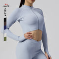 Outer Wear Women's Yoga Training Zipper Thumb Holes Long Sleeve Active Top Sports Jacket Gym Fitness Clothes Yoga Jackets
