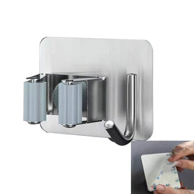 Wall Mounted Mop Racks Household Adhesive Storage Stainless Steel Heavy Duty Mop Holder