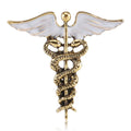 Wholesale Retro Angel Wings Brooch Broches Double Snake Shape Pins Nurse Medical Doctor Brooch for Men Women