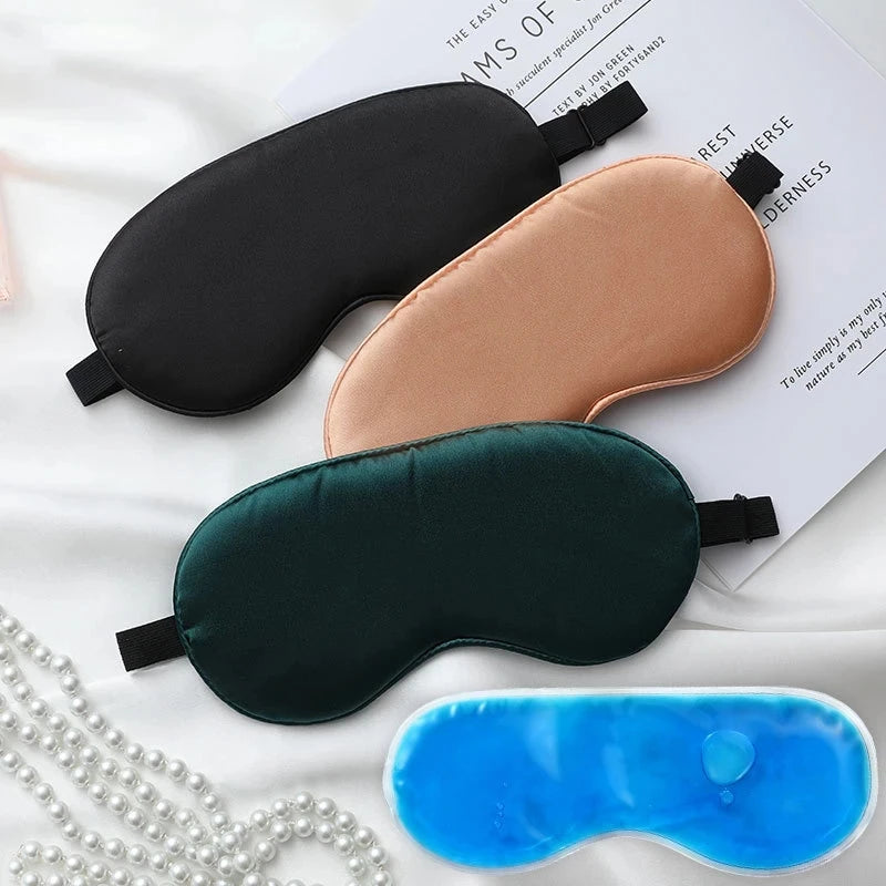 Women Imitated Silk Sleep Eye Mask Satin Portable Travel Eyepatch Nap Eye Patch Blindfold