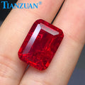 Rectangle Octagon Shape Emerald Cut Lab Grown Red Color Ruby Including Minor Cracks and Inclusions Lose Gem Stone with AGL