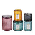 DIY Aromatherapy Candle Cup Embossed Empty Cup Colored Pattern Glass Bottle Flameless Fragrance Glass Can Smokeless Candle Cup