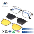 Trending Clip on Men Sunglasses Square Metal Frame Magnetic Quick Change Lenses UV Protection Driving Outdoor Daily Wear