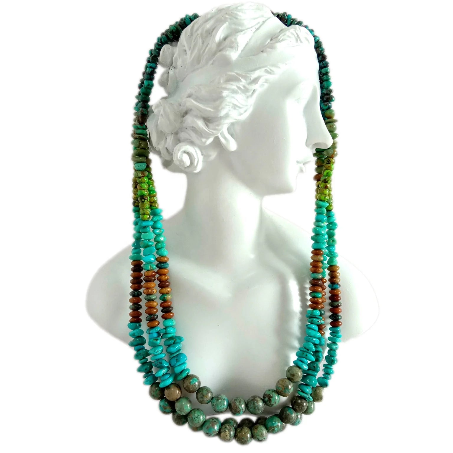 100% Natural Turquoise strand wire Necklace Southwestern  925 Sterling Silver Necklace