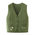 OEM ODM Customized Women Casual Sleeveless V Neck Pullover With Pockets Buttons Wool Cotton Blend Vest Knit Sweater