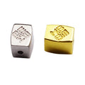 Wholesale Leather Rope Metal Square Beads Custom Engraved Letters Logo Pendant Alloy Metal Jewelry Name Beads for Bracelets