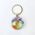 New Popular Colorful Gemstones Orgonite Chakra Healing Resin Pendant Flower of Life Metal Orgone Energy Acrylic Keychain