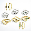 FUAMAY Women Earrings 2026 U Shaped Emerald Black Baguette Pendientes Rectangular Hoop Earrings U Shaped 925 Sterling Earrings