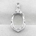 Sterling Silver 12*17mm Semi Mount Pendant Empty Frame Blank Support Setting S925 Base Holder Without Center Stone for DIY Inlay
