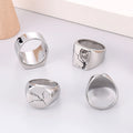 Minimalist Design Chunky Anxiety Rings Blanks Engraving Hip Hop Stainless Steel Mens Rings Fashion Silver Signet Custom Ring Set