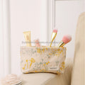 Large Floral Embroidery Makeup Bag Fashionable Portable Travel for Toiletry Pouch Zipper for Brush Cosmetic Tools