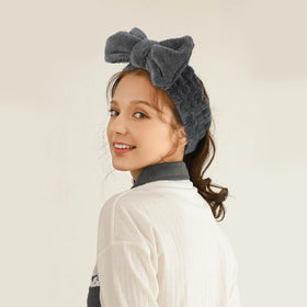 Girl Makeup Washing Face Hair Band Fluffy Headbands With Bows Washing Face Shower Bow Facial Spa Hairband