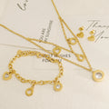 Wholesale Summer Vacation Stainless Steel Jewelry Set Charm Gold Plated Waterproof Necklace&Earrings for Wedding Party