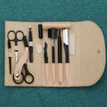 High Quality 8pcs Stainless Steel Scissors Pencil Stencil Set Eyebrow Grooming Trimmer Razor Tweezers Kit Slanted Blade Comb