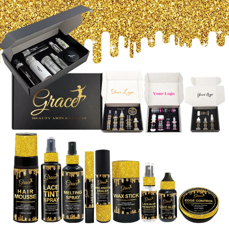 Hot Selling Custom Logo Lace Glue Bond Remover Melting Spray Lace Tint Spray Hair Mousse Wig Lace Install Kit With Packaging Box