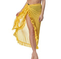 Summer Women's Outdoor Beach Dress Sun Protection Ruffled Chiffon Skirt with Leopard Print 6 Color Pareo Swimwear 1 Piece Set
