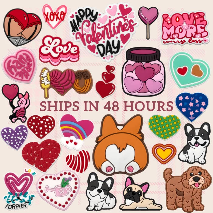 Trending Products 2025 pink love Charm Decor Pvc Accessories New Arrival Clogs Shoe Charm Valentine's Day Dog Mom New Shoe Charm