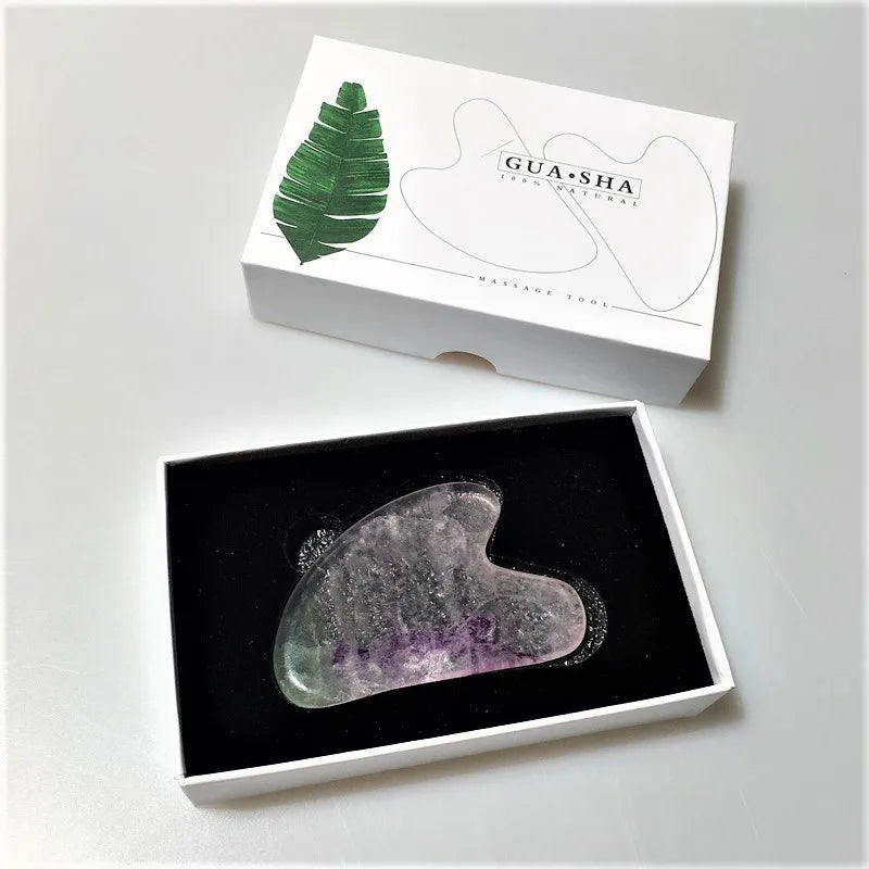 Huiying Natural Made Fluorite Heart Gua Sha Massage Board Tools for Beauty