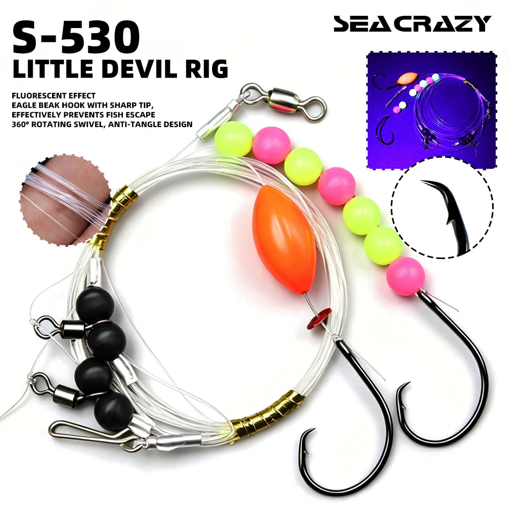 155.5cm Saltwater Pre-Tied Surf Fishing with Foam Floats and 7/0 Circle Hook Pompano Saltwater Fishing Gear Tackle
