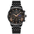 New Good Quality Wrist Stainless Steel Watch Men  Calendar Moon Phase Watch Business Quartz Watches