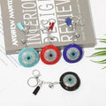 Creative Leather Evil Eye Key Chain Bling Fashion Tassel Keychain Woman Car Bag Pendant Rhinestone Key Chain