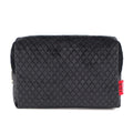 Custom Black Toilet Articles Bag Makeup Bag Quilted Velvet Zipper Pouch Women Toiletry Cosmetic Bag With Private Label Logo LOGO