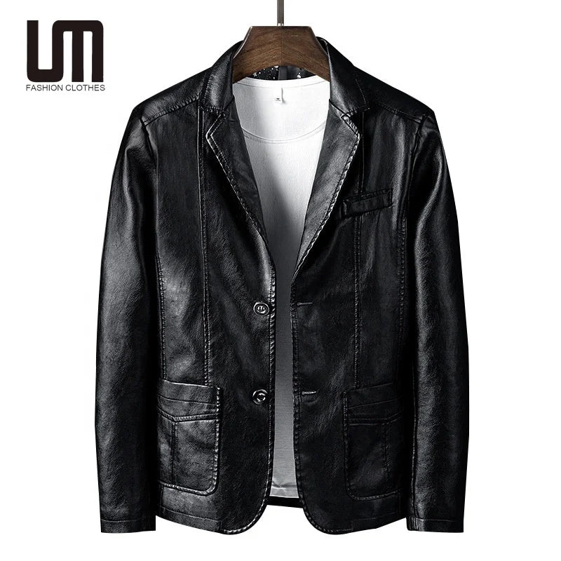 Liu Ming 2025 New Autumn Men s Casual Business Blazer Coat Motorcycle Slim PU Leather Plus Size Jackets