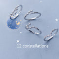 Cubic Zircon Adjustable Zodiac Rings Silver Color Jewelry Gifts