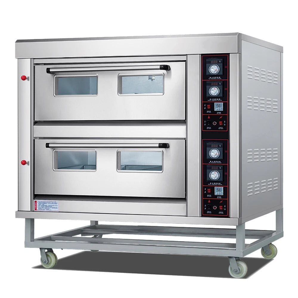 Commercial Pizza Oven Pizza Double Deck Electric OvenStainless Steel for Restaurant Home Pizza Baking