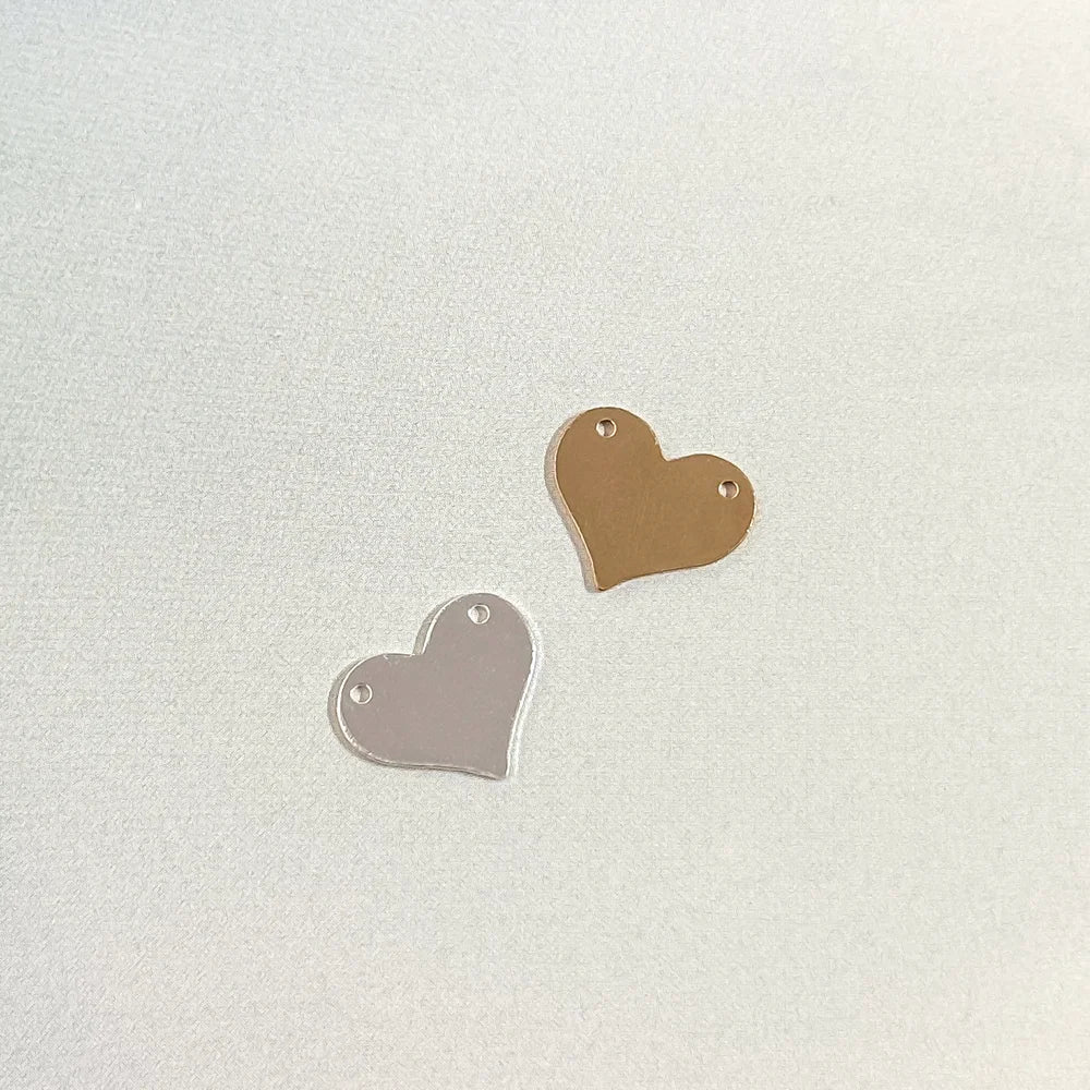 New 14K Gold Filled Heart Charms Jewelry S925 Silver Blank Love Connectors
