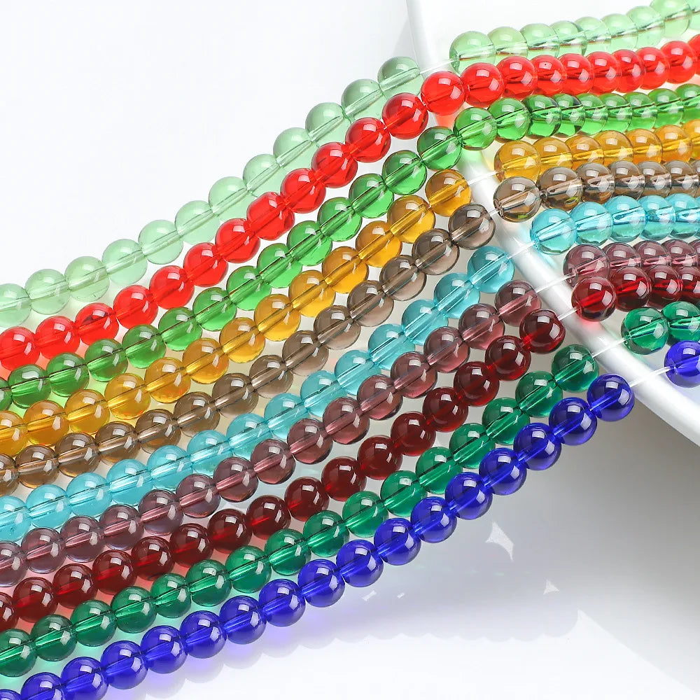 Loose Glass Crystal Beads Round 6mm 8mm for Bracelet Making Glass Jade Beads DIY Making Jewelry DIY 15'' Colorful