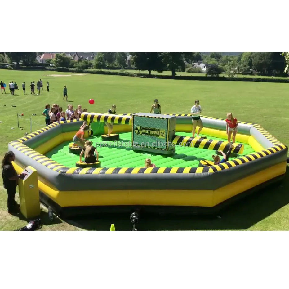 Spinning Ride Jump Meltdown Equipment Sweeper Wipe Out Eliminator Toxic Meltdown Jumper Wipeout Gonflable t Inflatable Obstacle