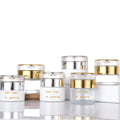 Luxury 20g 30g 50g Skincare Body Packaging Empty Container White Frosted Cosmetic Glass Cream Jar With Golden Lid