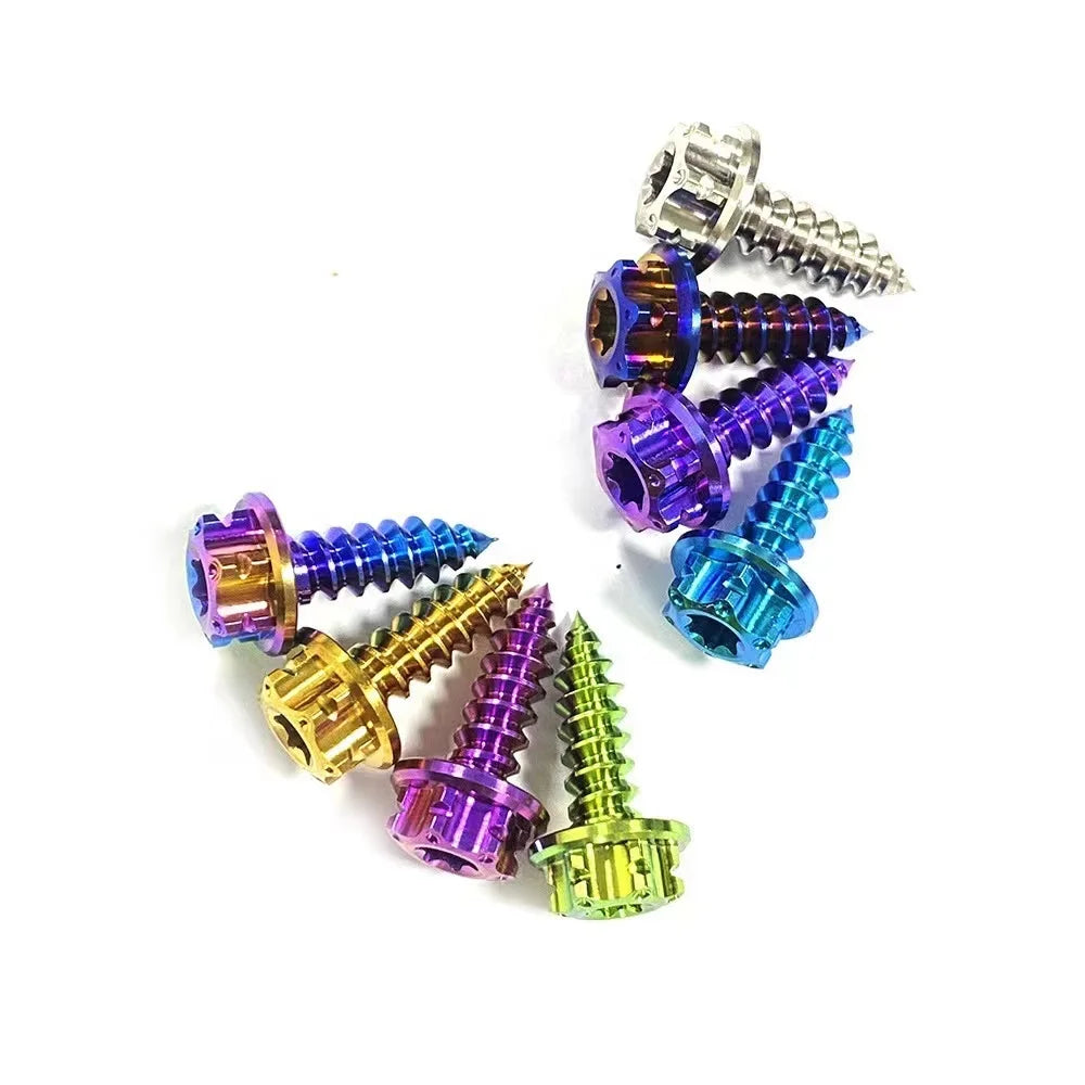Gr5 Titanium Motorcycle Bolts Self Taping Anodize Blue Green M5x15/18/20/25
