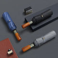 Wooden Handle Big Men Business Style Automatic Umbrella Vinyl Sunscreen Rain Double Layer 12K Windproof Large Golf Umbrella