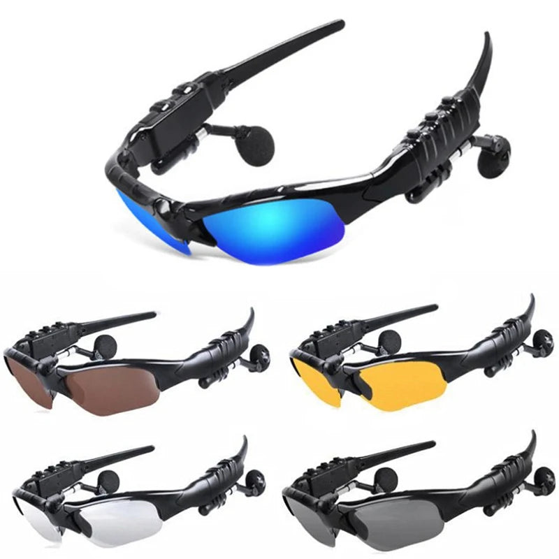 MTB Smart Cycling Sunglasses Wireless Earphones Polarized Lens Sun Glasses for Outdoor Sports Gold PC Headphone Mic Included