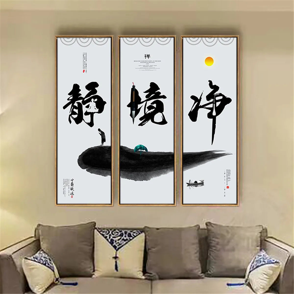 Buddhist Mood Calligraphy Canvas Art Poster Picture Wall Home Decor Oil Painting on Canvas Posters Print Art Picture