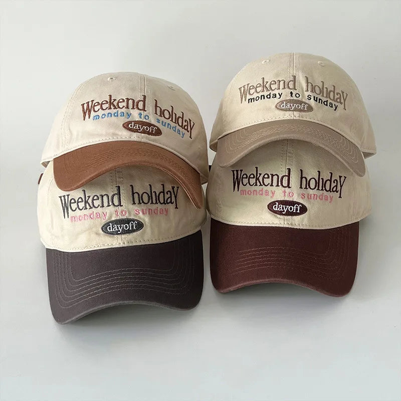 New Matching Color Summer Sunblock Street Alphabet Embroidery Adjustable Baseball Cap