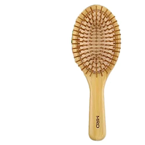 Custom Logo Oval Bamboo Wood Air Cushion Hair Brush Paddle Detangling Bristle for Home Scalp Massage