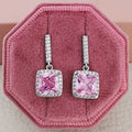 Luxury Jewelry ZC Earring Sets Brass Iced Out Pink Zircon Water Drop/pear/heart/round/geometric Shape Stud Earrings for Women
