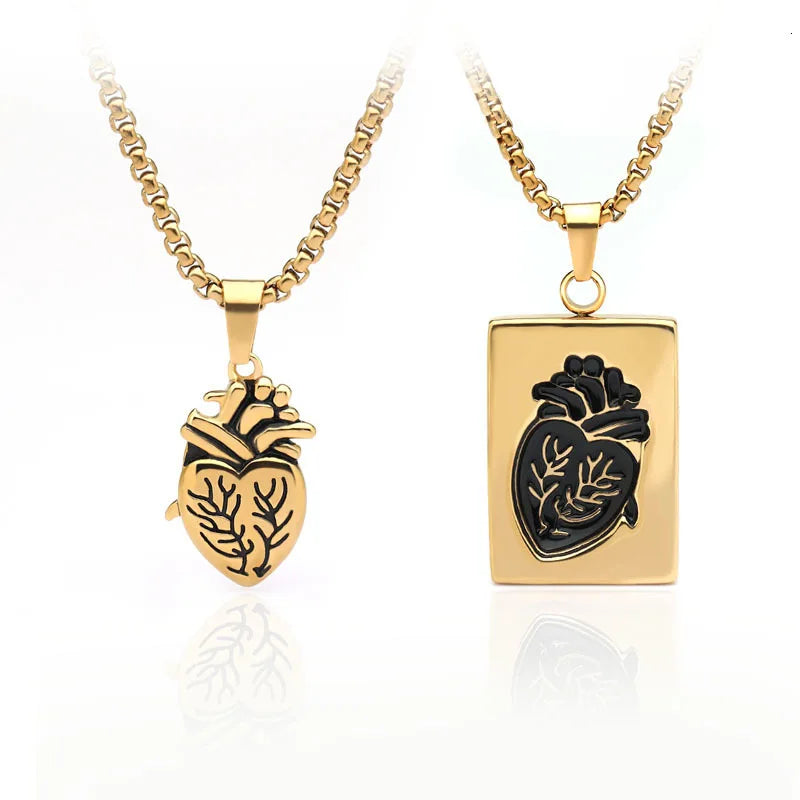 Unique Mental Heart Necklace Couple Necklaces Valentine's Day Gift Punk Hiphop Jewelry