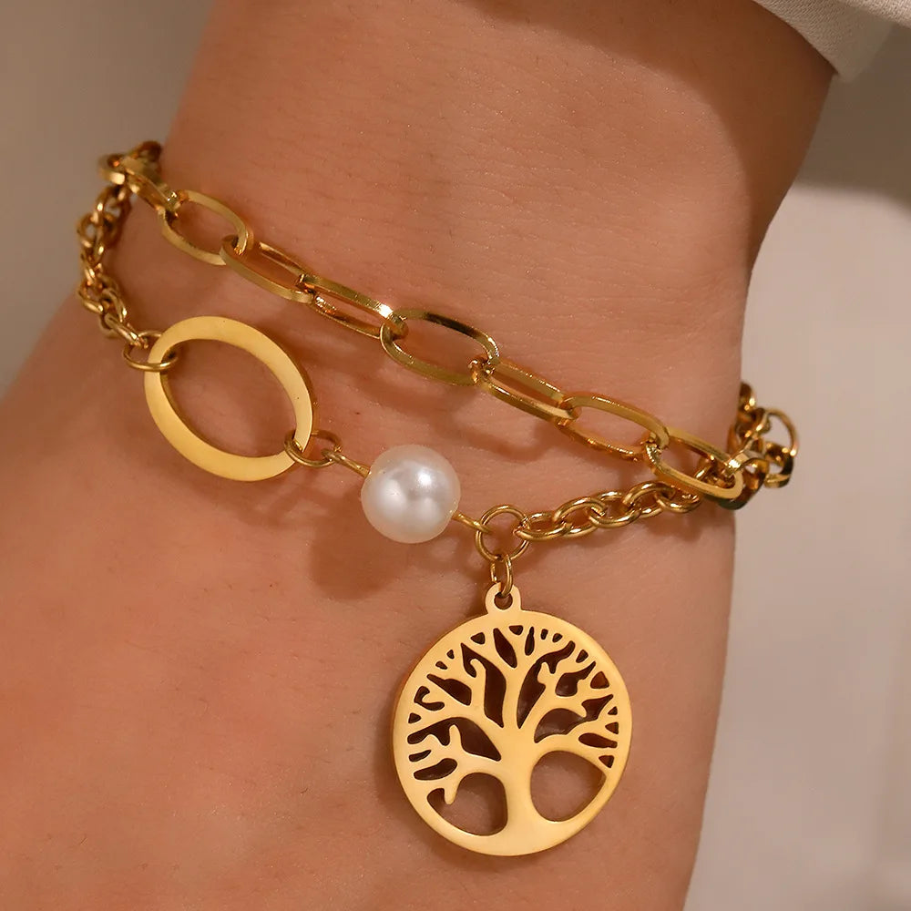 HOVANCI Stainless Steel Jewelry Wholesale Factory Gold Plated Tree of Life Bracelets for Women
