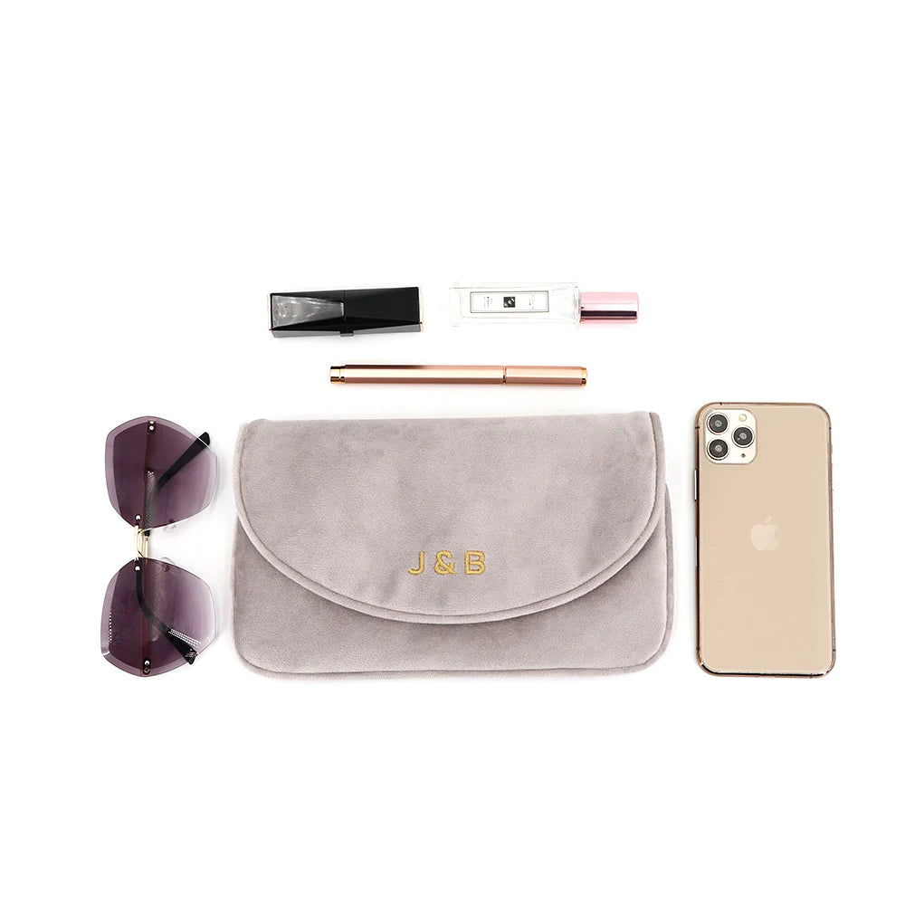 Elegant Velvet Clutch Bag for Lady with Round Shape Flap Magnetic Button Cosmetic Bag Pouch Travel Gift Promotional Bag for Girl