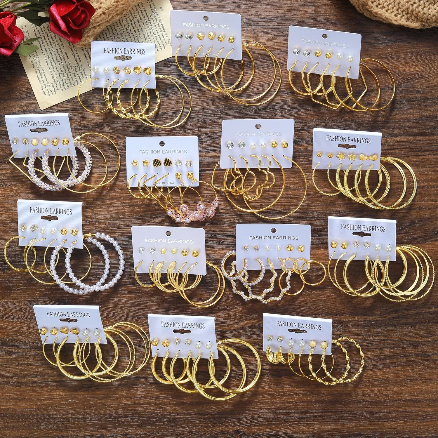 New Fashion Gold Pearl  Geometric Hoop Earrings for Women Jewelry Gift Circle Drop Earrings Trend Set