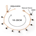 Adjustable Beach Style Gold Color Chain 6mm Natural Stone Beads Anklet