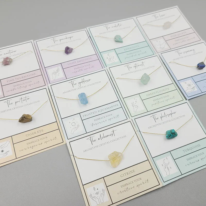 Dainty Gold Raw Birthstone Necklace Jewelry Healing Raw Crystal Amethyst Rose Quartz Gemstone Pendant Necklace