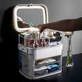 Factory Direct Sales Plastic Multifunction Cosmetic Storage Box  Makeup Organizer Make up case With Light Mirror