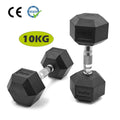 Factory Direct Selling Hex Rubber Coated GYM Dumbbell 10KG Steel Dumbbell with Electroplated Handle for Gym Fitness Free Weights