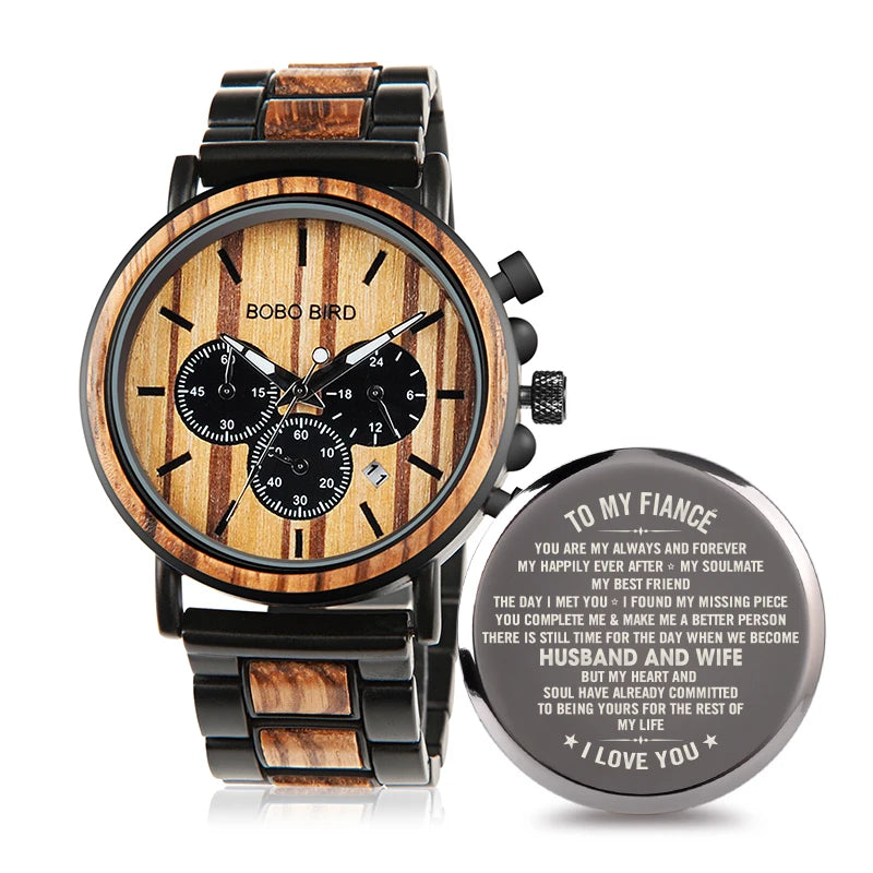 European and American Hot Eco-friendly Customized Multifunctional Life Waterproof Quartz Stainless Steel Wooden Watches for Men