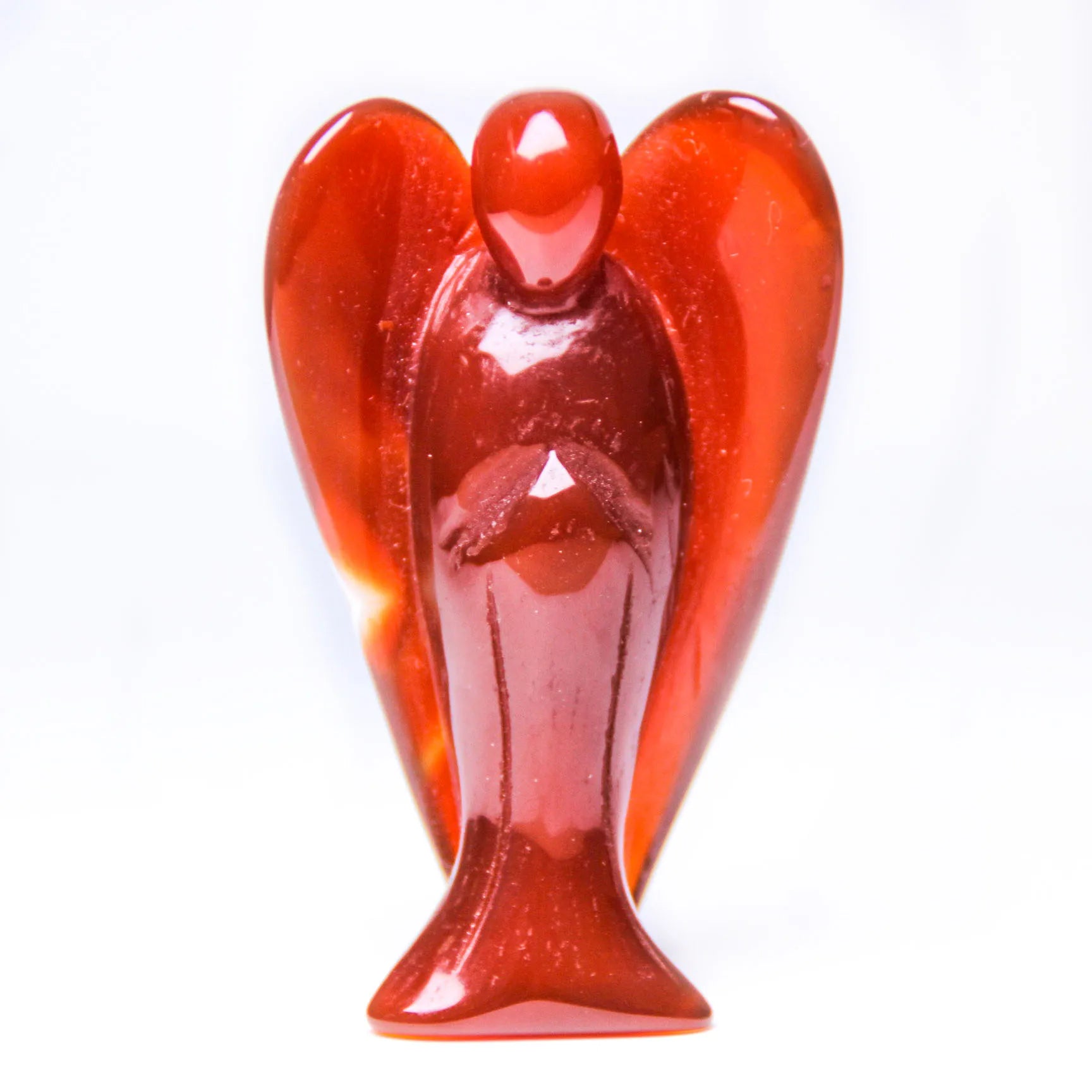 Hongzhuo Gemstone Carnelian Angel Statue Hand Carved Semi-Precious Craft 7.5 cm Crystal Angel for Decor Healing Reiki Crafts